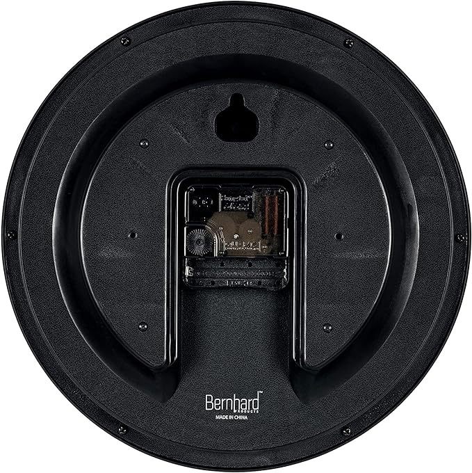Bernhard Products Black Wall Clock Silent Non Ticking 10 Inch Quality Quartz Battery Operated Round Easy to Read Home/Office/Kitchen/Classroom/School Clock Sweep Movement