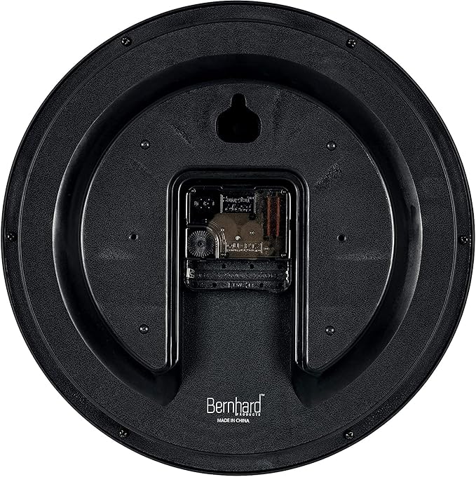 Bernhard Products Navy Wall Clock Silent Non Ticking - 10 Inch Quality Quartz Battery Operated Round Easy to Read Home/Kitchen/Office/Classroom/School Clock