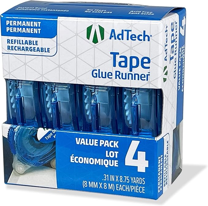 AdTech Permanent Glue Runner, 35 Yards (3-Pack) | Strong, Double-Sided Adhesive for Crafting, Scrapbooking & Office Use | Acid-Free, Reliable Bond