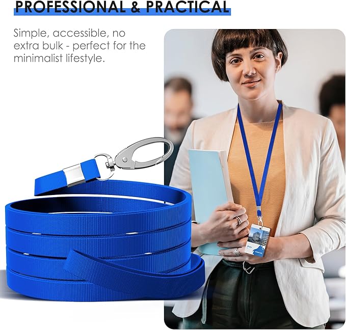 10 Pack Lanyards for ID Badges, Cruise Ship Cards, Keys, Keychain, Long-lasting Neck lanyard Strap with Clasp, Cruise Badge Key Lanyards for Men, Women, Teachers, Kids (Bright Blue)