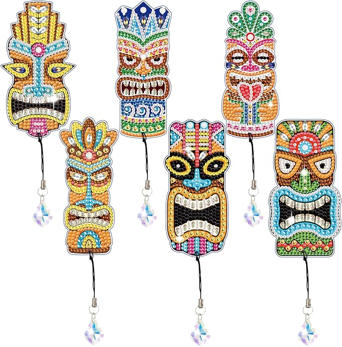 pigpigboss Diamond Painting Bookmark 6 PCS PVC Cute Animal Face Bookmark Diamond Painting Dots Art Owl Diamond Painting Bookmark for Adult Kids Book Decor Gift