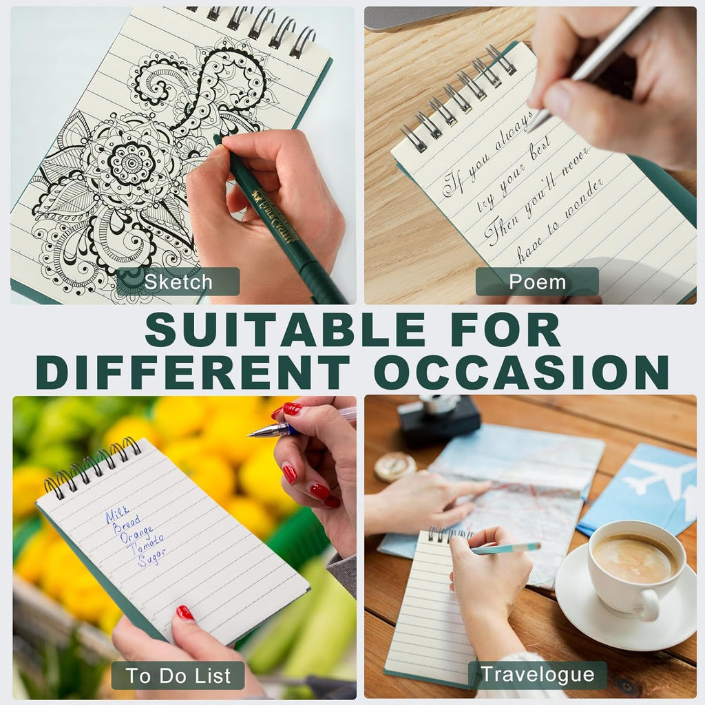 Tenceur 18 Pcs Pocket Notebook Bulk Small 3x5 Inch Spiral Notepads Mini Top Bound Notebook with Lined 120 Pages Ruled Memo Pads for Office College Nurse Essentials Back to School Gift (Green)