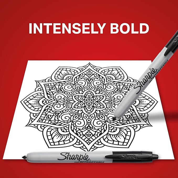 Sharpie Retractable Permanent Markers, Fine Tip Marker Set, Office Supplies, Teacher Supplies, Black, 12 Count