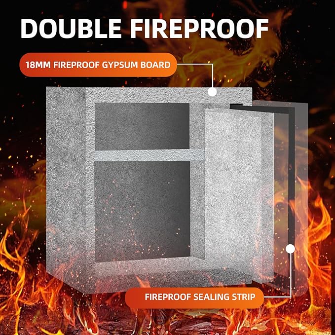 1.6 Cubic Feet Fireproof Safe Box, Fireproof Home Safe for Money, Jewelry, Documents and Valuables W/Digital Keypad,Alarm System,Removable Shelf Safe, Home and Office Use Fireproof Document Box