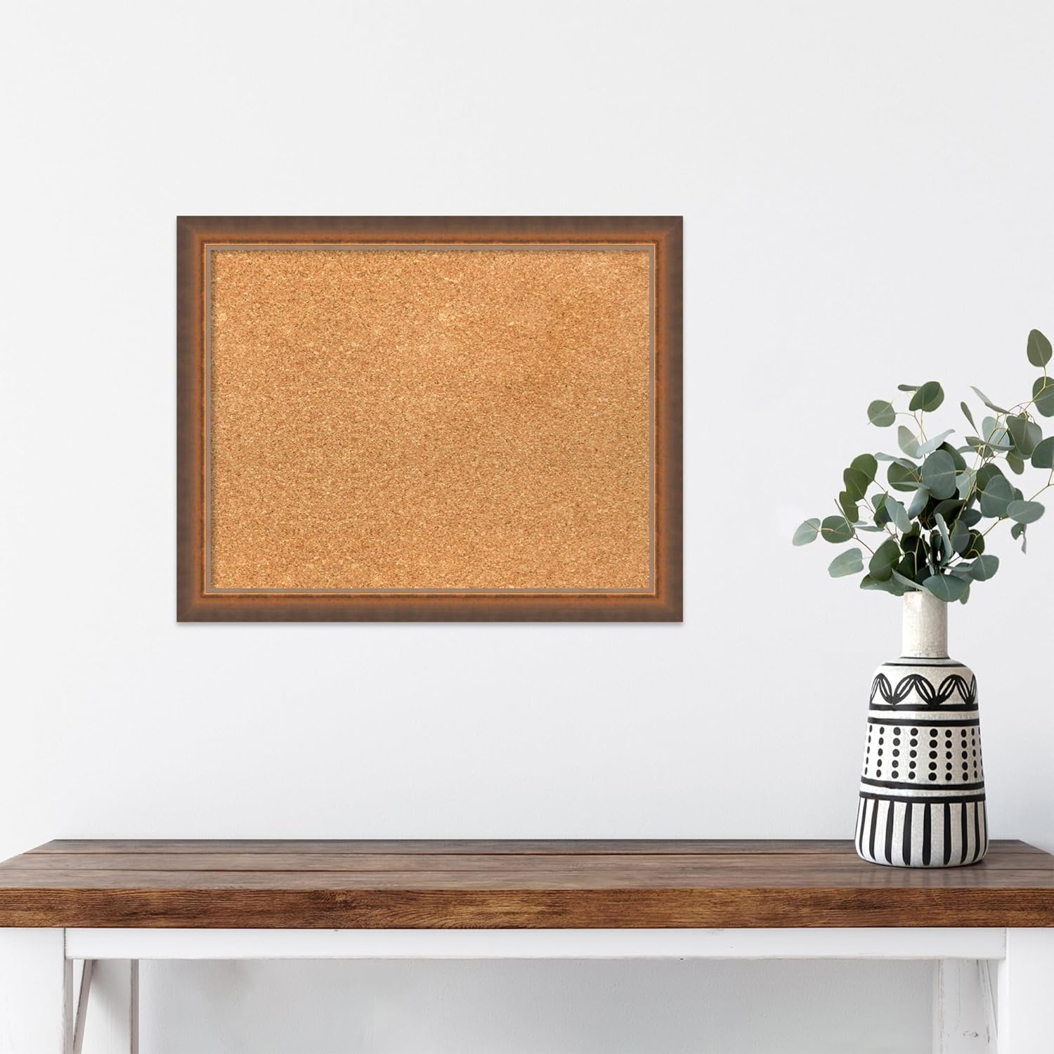 Amanti Art Natural Cork Board for Wall, 16x20 Vision Board with Bronze Frame, Small Corkboard Office Decor for Home Organization, Modern Corkboard Pinboard to Display Items for Home Organization in