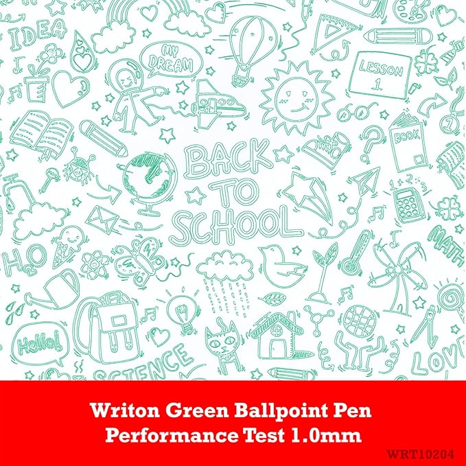 Writon Retractable Ballpoint Pens, Triangle Grip and Barrel, 1.0mm Medium Point, Green Ink, 12 Pack