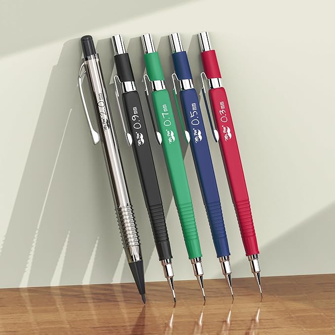 Mr. Pen Mechanical Pencil Set with Lead and Eraser Refills, 5 Sizes - 0.3, 0.5, 0.7, 0.9 and 2 Millimeters, Drafting, Sketching, Illustrations, Architecture, Drawing Mechanical Pencils
