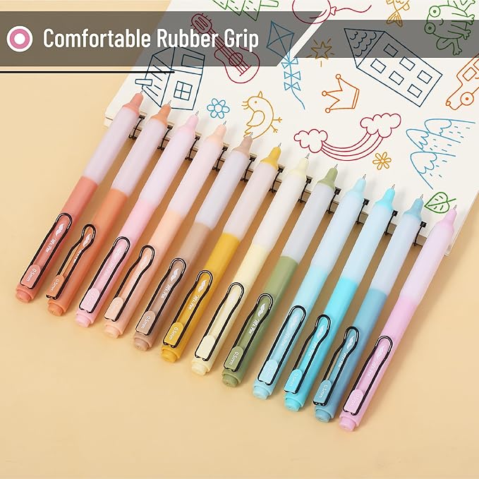 Mr. Pen- Retractable Gel Pens, 12 Pack, Colorful Ink Gel Pens with Case and 12 Refills, Gel Pens Fine Point 0.5mm, Retractable Pens, Cute Pens, Aesthetic Pens for Journaling Fine Tip Pens