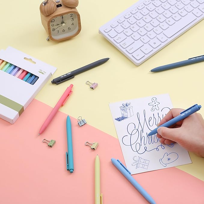 Mr. Pen- Retractable Gel Pens, 12 Pack, Blue Ink, Celestial Color Barrels Gel Pens, Gel Pens Fine Point 0.5mm, Retractable Pens, Cute Pens, Gel Ink Pens, Aesthetic Pens for Journaling Fine Tip Pens