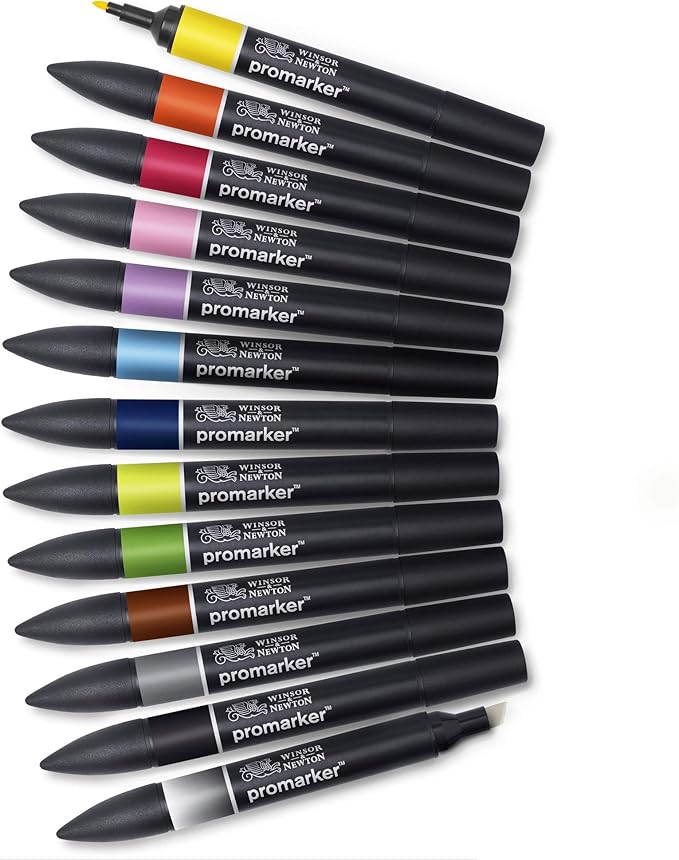 Winsor & Newton ProMarker Set, 12 Count, Essential Colors #1