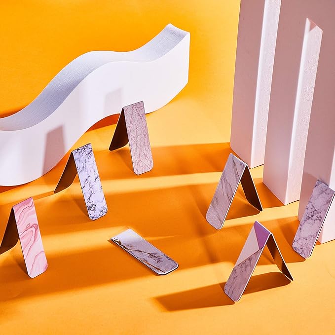 10 Pcs Magnetic Bookmarks Magnet Page Markers Magnetic Page Clip Marble Gift for Christmas Students Teacher Reading Home Office Supplies