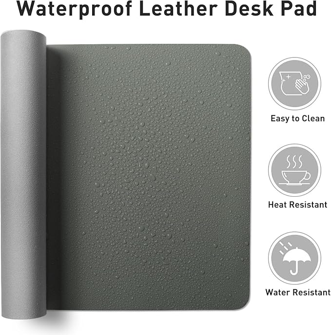 Aothia Leather Desk Pad Protector, Office Desk Mat, Large Mouse Pad, Non-Slip PU Leather Desk Blotter, Laptop Desk Pad, Waterproof Desk Writing Pad for Office and Home (48"x17", Jungle Green)