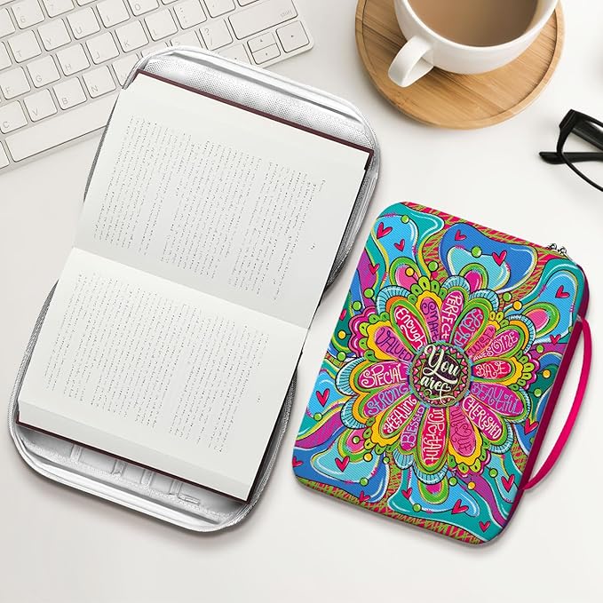 Colorful Floral Bible Cover, Bible Cover Bag With Bookmarks Handle Pockets, Bible Bag Portable For Women, Gifts for Christmas Christian