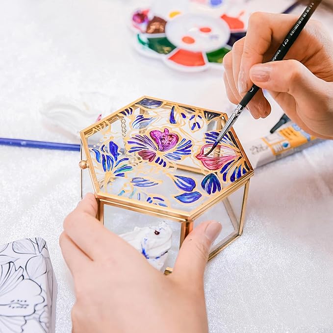 XDT#725 Micro Detail Artist Pin Point Painting Brush Set of 5 Piece #0000 Brushes Set, Acrylic Watercolor Oil, Fine Detailing Painting, Art, Scale Models, Easy Grip Handles