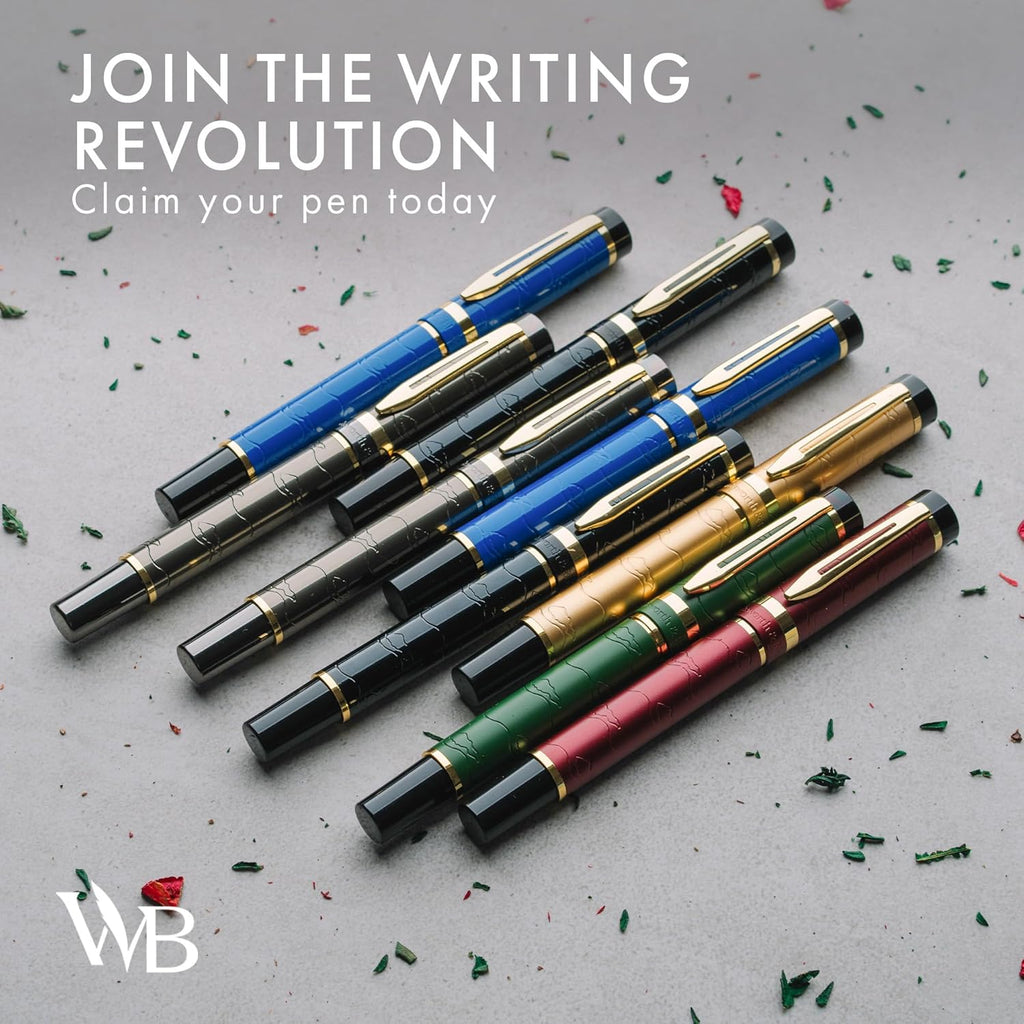 Wordsworth & Black Primori Fountain Pen Set [Black Gold]; Extra Fine Nib, Gift Case, 24 Ink Cartridges, Refill Converter, Manual; Journaling, Calligraphy, Smooth Writing Pens; Left and Right Handed