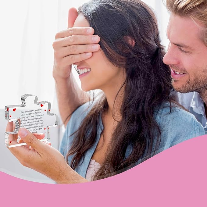 I Love You Gifts for Girlfriend - Cute Couples Gifts for Him and Her - Acrylic Block Puzzle Piece Gifts for Boyfriend - Elegant Gift for Her, Wedding, Valentine's Gift for Him