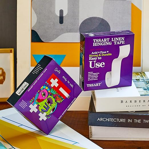 Linen Hinging Tape - Self-Adhesive Hinging Tape for Prints Matte Frames, Artwork Matting - Acid Free 1.25inch x 35ft