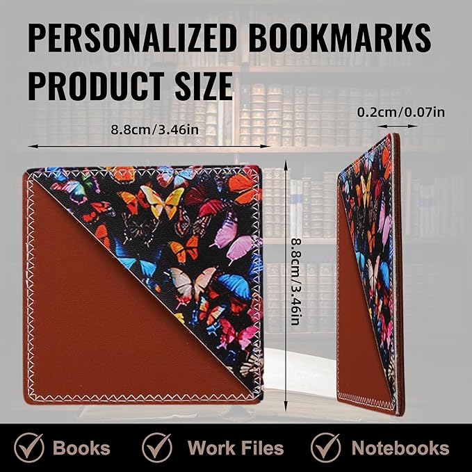 4 Pieces Leather Bookmarks, Cute Book Accessories for Reading Lovers, Page Markers for Women Men Kids Students Teachers Retirement Birthday Gift (Butterflies)