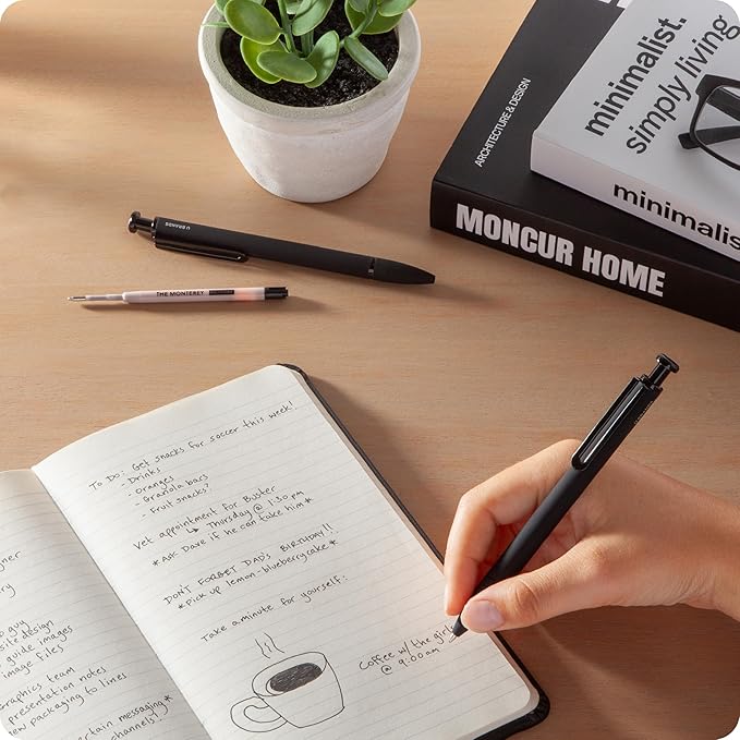 U Brands Monterey Ballpoint Ink Refill, Set of 10, Bold (1.0 mm) Point, Black Ink