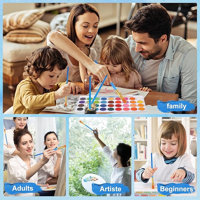 AROIC 180pcs Flat Paint Brushes Set, Small Brushes Bulk Nylon Hair for Kids Acrylic Oil Watercolor Artist, Professional Painting for Classroom Students