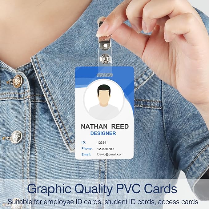 100 Pack Premium Blank PVC Cards with Slot Punch on Short Side - Vertical Slot Punch Blank ID Cards- CAETOUNG CR80 30 Mil Graphic Quality White Plastic Cards for Photo ID Badge Printers
