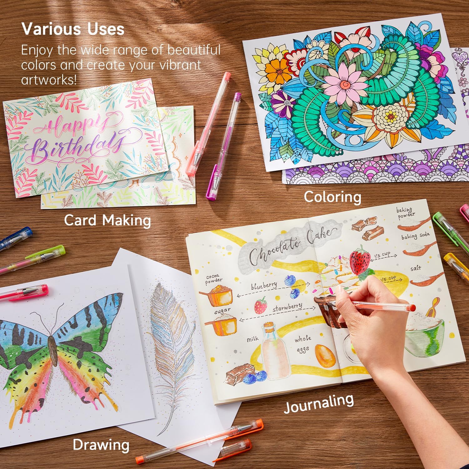 Shuttle Art 360 Pack Gel Pens Set, 180 Colors Gel Pen Set Plus 180 Color Refills Perfect for Adult Coloring Books Doodling Drawing Art Markers