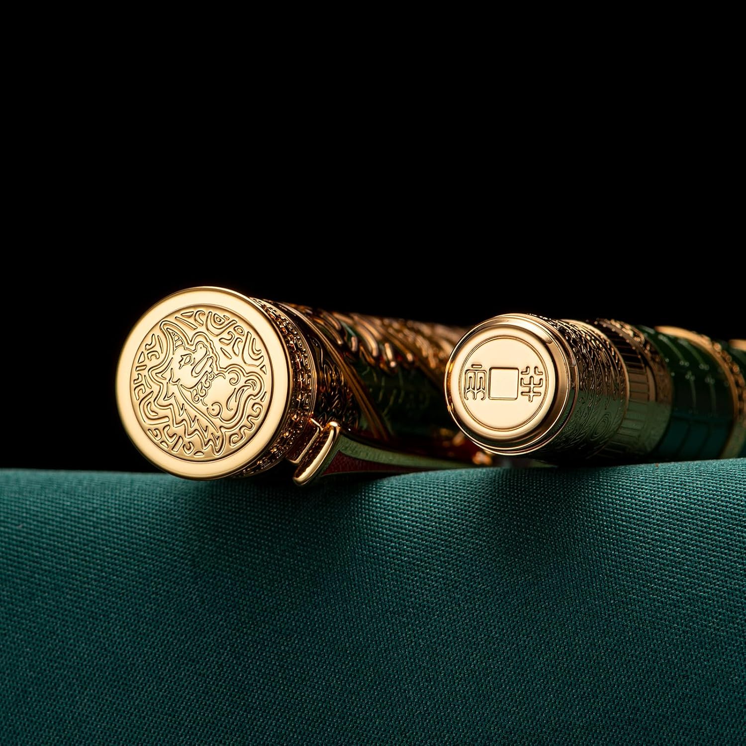 Hongdian D5X Fountain Pen - Green Qin Dynasty Writing Pen with Fine Nib and Converter Set