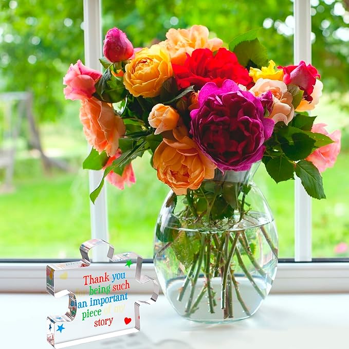 Teacher Appreciation Gifts for Women, Men - Thank You Engraved Acrylic Block Puzzle 4.1 x 3.5 inch - Heartwarming Teacher Gift - Cute Student Teacher Gifts - Novelty Daycare Teacher Gift