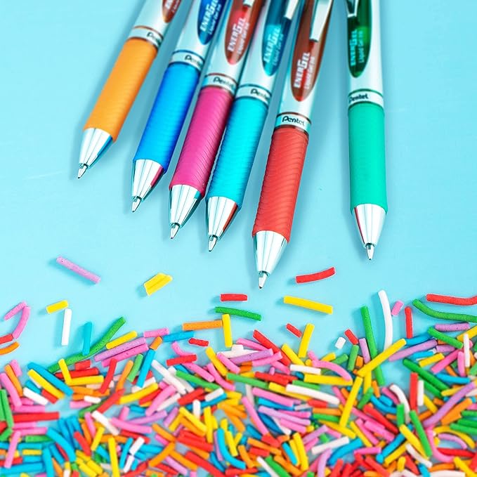 Pentel EnerGel RTX RT Liquid Gel Pen, Med, Metal Tip, 0.7mm, Blue Ink, 12-Pk Window Box of 12 (BL77PC12C1) -Pack of 6