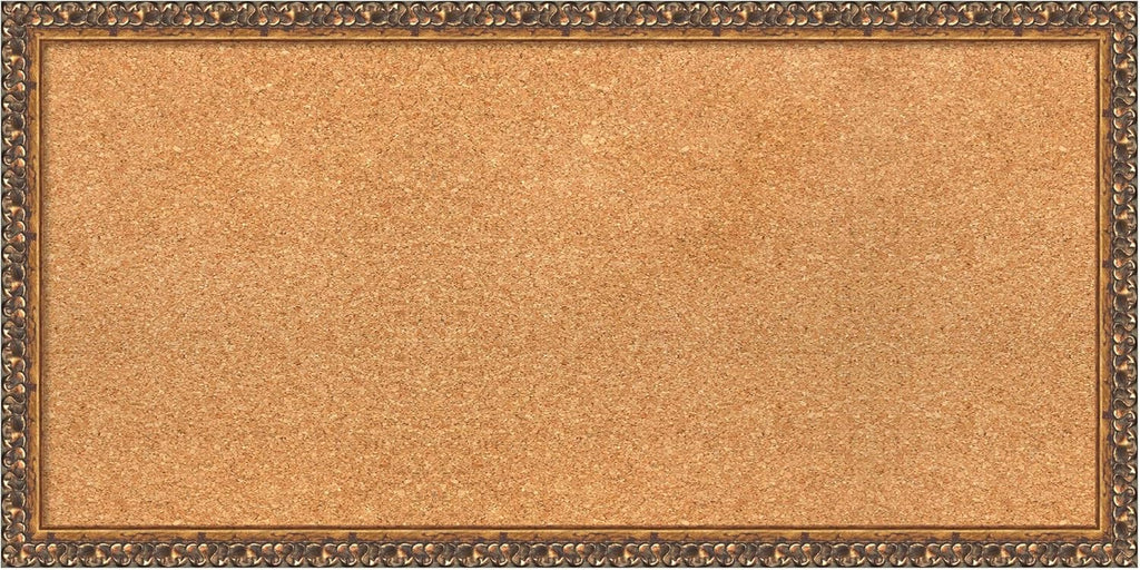 Amanti Art Natural Cork Board for Wall, 16x32 Vision Board with Bronze Frame, Medium Corkboard Office Decor for Home Organization, Traditional Corkboard Pinboard to Display Items for Home