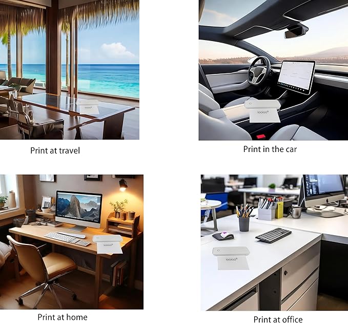 IOOIOO A80 Portable Printer no Ink Inkless Bluetooth Wireless Compact Small for 8.5x11 Letter Size Thermal Paper(impresora portátil),for iPhone Android Mobile Phone Laptop PC,Home Office Travel-White