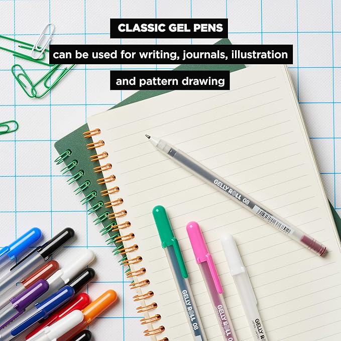 SAKURA Gelly Roll Gel Pens - Fine Point Ink Pen for Journaling, Art, or Drawing - Classic Black Ink - Fine Tip - 6 Pack