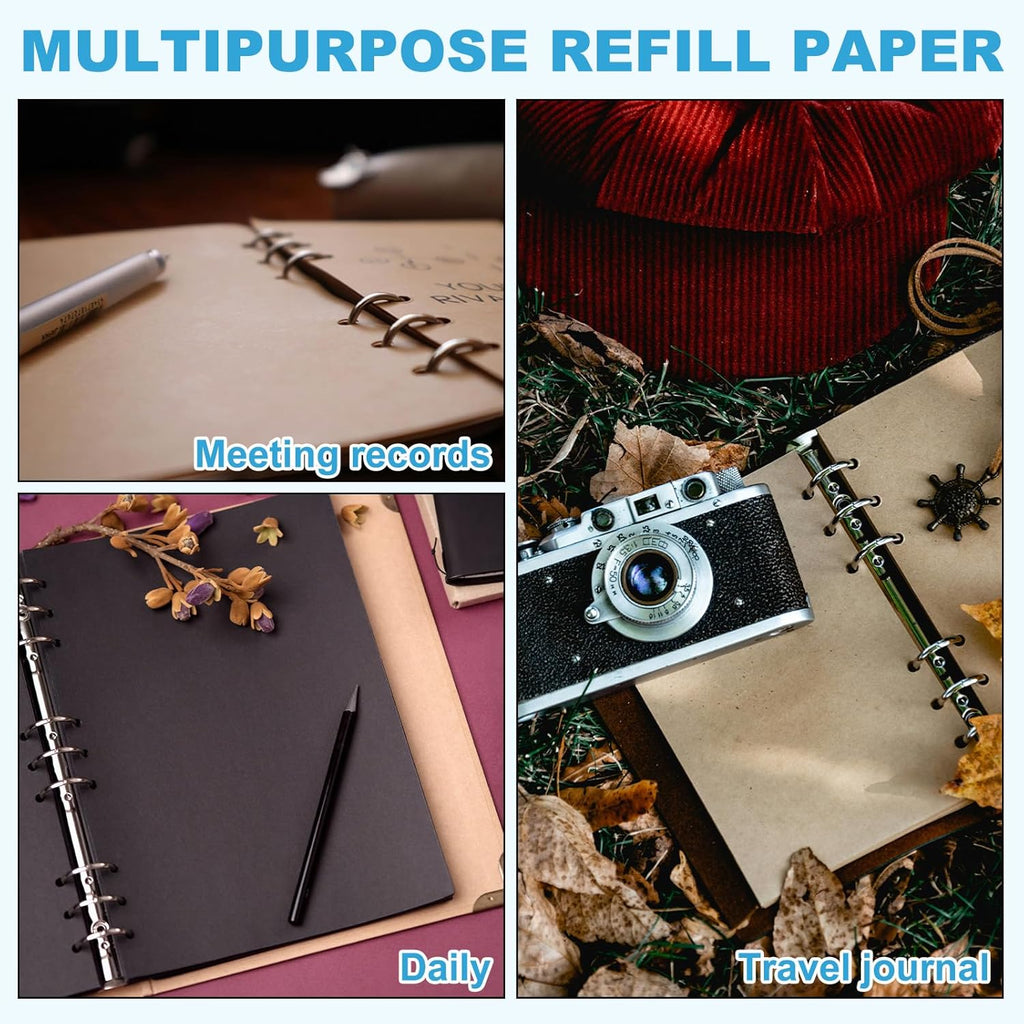 PATIKIL Grid Refill Paper 9-Ring Binder Loose Leaf Planner Filler Paper Planner Inserts, 160 Sheets/320 Pages, Lined