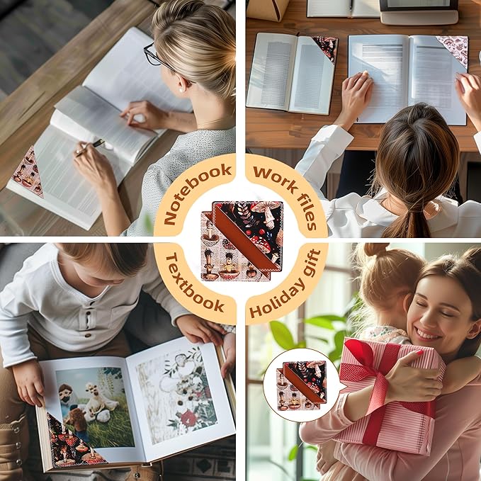 4 Pieces Leather Bookmarks, Cute Book Accessories for Reading Lovers, Page Markers for Women Men Kids Students Teachers Retirement Birthday Gift (Mushroom)