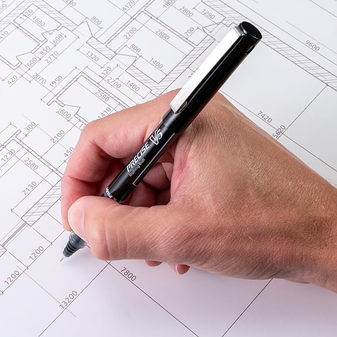 Pilot, Precise V5, Capped Liquid Ink Rolling Ball Pens, Extra Fine Point 0.5 mm, Black, Pack of 12