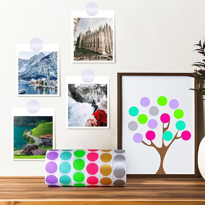 PARLAIM 3/4 Inch Roll Color Coding Labels,1000 per Roll Round Permanent Adhesive Color Coding Circle Dot Stickers for Office Home (Silver)