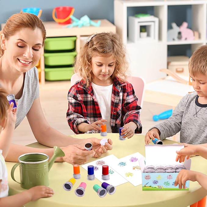 Teacher Stamps Self Inking for Classroom Rubber Stamp for Grading Homework Test Motivation Students Behavior Reward Supplies 8Pcs