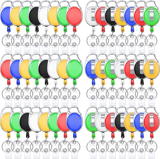 Honoson Heavy Duty Retractable Badge Reels Batch ID Badge Holder Retractable Clip Bulk Card Key Holder with Ring for Office Worker Employee, Doctor Nurse Gifts(Warm Color,30 Pcs)