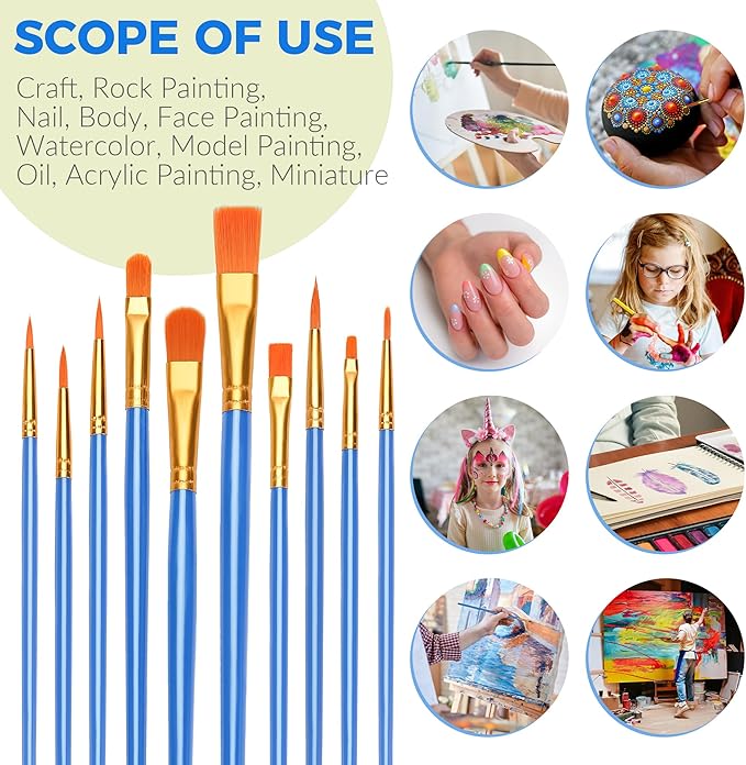Paint Brushes for Acrylic Painting, Paint Brush Set - 60Pcs, Paint Brushes for Kids, Oil, Watercolor, Perfect Suit of Art Painting, Rock Body Face Nail Art, Best Gift for Kids Adult Drawing