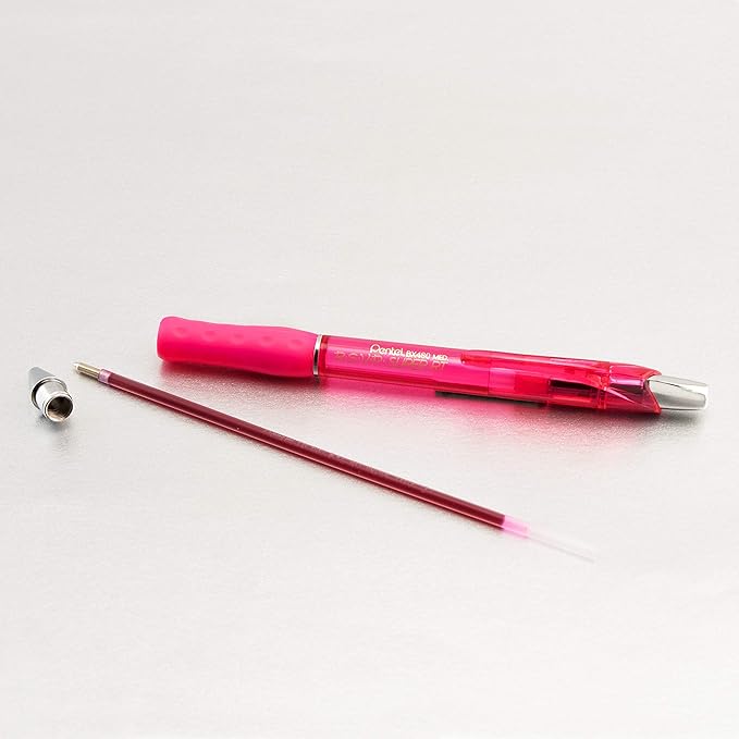 Pentel RSVP Super RT Ballpoint Pen, (1.0mm) Medium Line, Pink Ink, Pack of 2 (BX480BP2P)