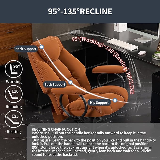 Office Chair Big and Tall, High Back Home Office Chair 400 lbs, Executive Office Chair with Ottoman, Ergonomic Office Chair with Padded Armrest, Swivel Computer Chair PU Leather (Khaki)