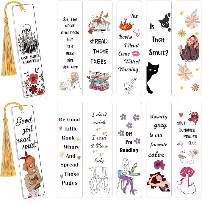 Luvsweeets Smut UV DTF Bookmark Wraps - 24 Sheets Smutty UV DTF Decals for Acrylic Bookmarks Waterproof UVDTF Stickers DIY Blank Bookmarks Rub on Transfers Stickers for Book Lover
