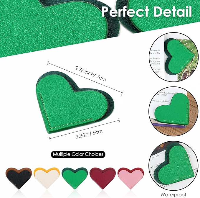 3/6 Pieces Leather Bookmarks Handmade Page Marker for Men Women Faux Leather Page Clips Corner Book Markers for Reader Gift for Writers Bookworm Book Lovers (09-Pack6)