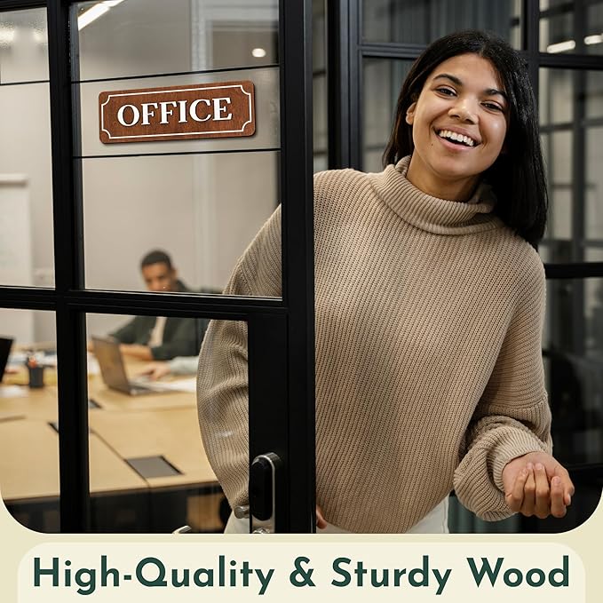 Office Sign For Door - Work Office Door Sign Decorative, Wood Hanging Sign For Office Door Decor, Office Signs For Wall
