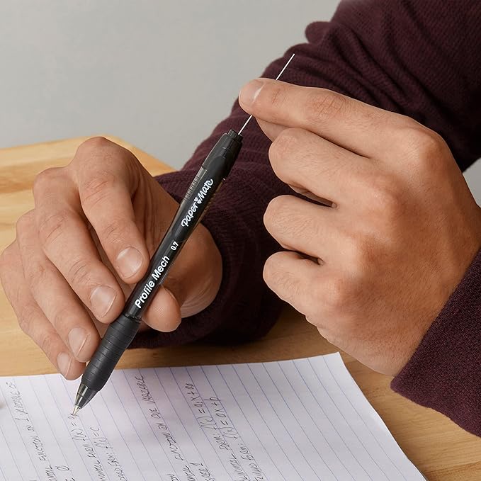 Paper Mate Profile Mech Mechanical Pencil 0.7mm, #2 Pencil Lead, Great for Office Supplies, Classroom Supplies, Drawing Pencils, Sketching Pencils, Black, 12 Count