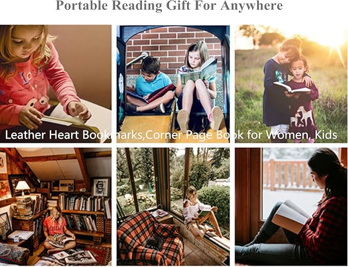 Heart Bookmarks Gifts for Women-Cute Corner Page Leather Bookmark for Book Lovers Gift for Teachers Students Book Reading Lovers, for School Office Home Supplies Reading(Stocking Stuffers Gifts)