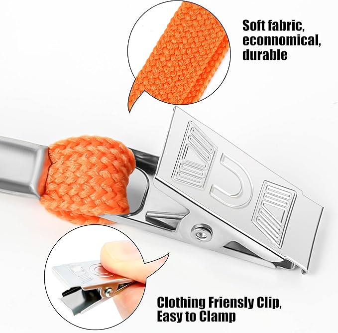 100Pcs Clear Plastic Horizontal Name Tags Badge ID Card Holders and 100Pcs Lanyards with Clip (Orange)