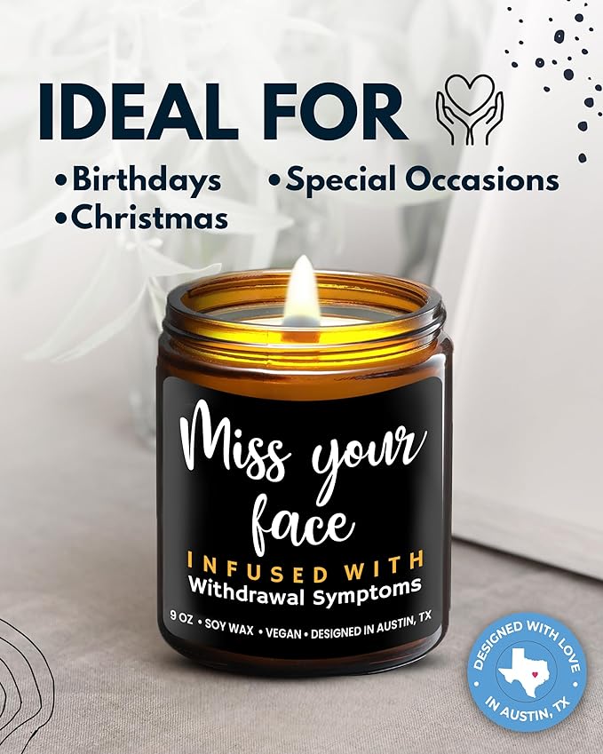 Funny Friendship Candle, Fun Gifts for Women Friends, Funny Gifts for Friendship Gifts Funny Gifts for Women Friends, Funny Friend Gifts for Women & Men, I Miss Your Face Candle, Fun Birthday Gifts
