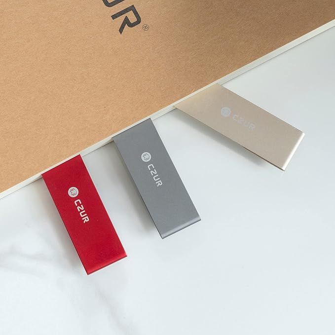 CZUR Mental Bookmark, Stylish Bookmarks, Teacher Valentine Gift, Unique Gift for Women, Men, Readers, Light&Durable Reward Bookmark with ANODIZING Technology, SuperGrip U-Shape Design-3 Pieces