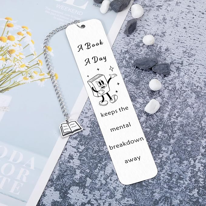 Funny Bookmark for Book Lover Bookish Bookworm Reading Women Men Bookmark Gifts for Her Teens Girls Daughter Friends Granddaughter Book Nerd Birthday Graduation Book Mark Gift Christmas Mental Health